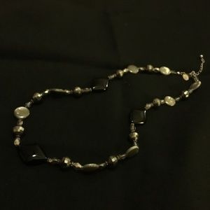 Onyx Sterling silver zirconium necklace